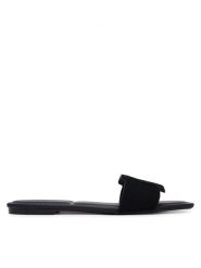 Calvin Klein Klapki Square Flat Sndl Embl Suede HW0HW03055 Czarny. Czarne klapki damskie CALVIN KLEIN, bez wzorów, ze skóry, bez obcasa. Za 409.99 zł.