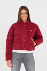 GUESS Bordowa damska kurtka. Czerwone kurtki damskie Guess, s, z aplikacjami, bez kaptura. W wyprzedaży za 409.99 zł.