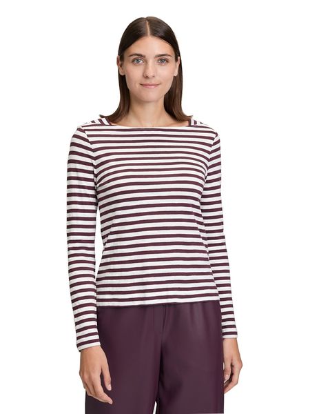 BETTY & CO Koszulka w kolorze biało-bordowym rozmiar: XL. Białe bluzki damskie Betty & Co., xl, bez wzorów, bez kołnierzyka, bez ramiączek. Za 95.95 zł.