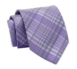 Krawat Fioletowy w Kratkę, Elegancki, 7cm, Klasyczny, Męski -ALTIES. Fioletowe krawaty i muchy męskie Alties, bez wzorów, z tkaniny, eleganckie. Za 49.00 zł.