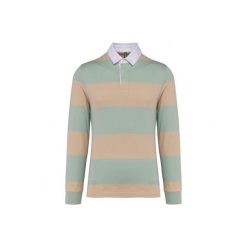 Koszulka polo w paski, długi rękaw Kariban. Zielone bluzki damskie KARIBAN, bez wzorów, bez kołnierzyka, bez ramiączek. Za 197.50 zł.