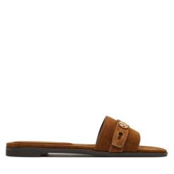 Klapki Tory Burch. Brązowe klapki damskie Tory Burch, bez wzorów, bez obcasa. Za 1,549.00 zł.