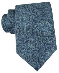 Niebieski Krawat z Gęstym Wzorem Paisley - Chattier. Niebieskie krawaty i muchy męskie Chattier, bez wzorów, z tkaniny, eleganckie. Za 55.00 zł.