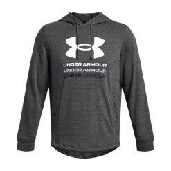 Bluza męska Under Armour Rival Terry Graphic Hood. Szare bluzy bez kaptura męskie Under Armour, bez wzorów, sportowe, bez kołnierzyka, bez ramiączek. Za 139.99 zł.