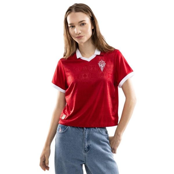 Damska koszulka crop top 120. rocznica Real Sporting de Gijón Siroko SC120 Spor. Czerwone t-shirty damskie SIROKO, xs, bez wzorów, z materiału, bez kołnierzyka. Za 300.00 zł.