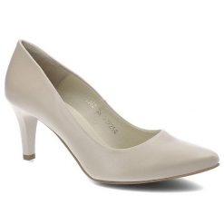 Czółenka damskie Clasicco, cholewka ze skóry naturalnej wnętrze wykończone skórą wkładka skórzana obcas smukły nosek wąski, beżowe, 1062-935. Brązowe czółenka damskie Clasicco, bez wzorów, ze skóry, bez obcasa, na obcasie. Za 369.00 zł.