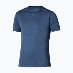 Koszulka do biegania męska Mizuno Tech Light Tee. Niebieskie t-shirty sportowe męskie Mizuno, m, z materiału, bez ramiączek, do biegania. Za 329.99 zł.