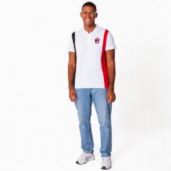 Koszulka polo męska AC Milan. Białe koszulki polo męskie AC MILAN, m, bez wzorów, z bawełny, bez ramiączek. Za 169.99 zł.