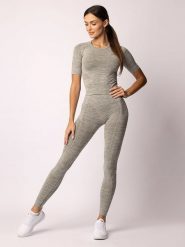 Spaio Koszulka sportowa "Melange" w kolorze khaki rozmiar: XL. Brązowe bluzki sportowe damskie Spaio, xl, bez wzorów, z materiału, bez ramiączek. Za 126.15 zł.