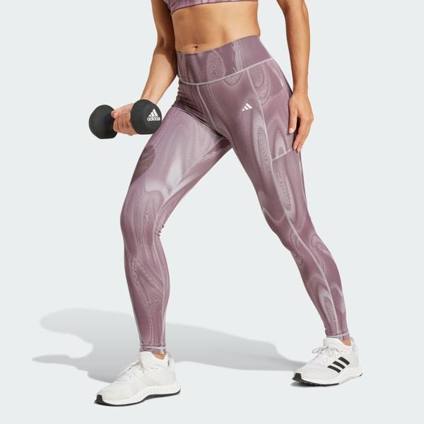 Legginsy Optime Full-Length Print. Czarne bielizna termoaktywna damska Adidas, s, bez wzorów, z elastanu. Za 171.35 zł.