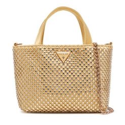 Torebka Guess. Żółte torebki wieczorowe Guess, z aplikacjami, wizytowe, bez kołnierzyka, bez ramiączek. Za 659.99 zł.