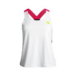 Bluzka Isabel: Komfort i styl podczas treningów. Lekka, oddychająca i szybkoschn. Białe bluzki damskie IZAS, bez wzorów, sportowe, bez kołnierzyka, bez ramiączek. Za 160.83 zł.