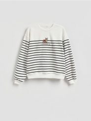 Bluza w paski z haftem - wielobarwny. Bluzy bez kaptura damskie Reserved, l, z bawełny. Za 89.99 zł.