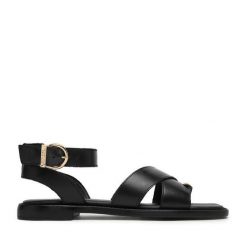 Sandały Beverly Hills Polo Club. Czarne sandały damskie Beverly Hills Polo Club, bez wzorów, bez obcasa, na płaskiej podeszwie. Za 299.99 zł.