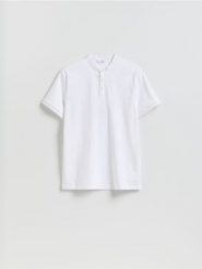 Koszulka polo slim - biały. Białe koszulki polo męskie Reserved, l, bez wzorów, z bawełny, bez ramiączek. Za 89.99 zł.