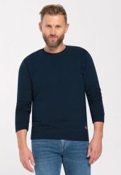 Gładka bluza B-ANDY. Niebieskie bluzy bez kaptura męskie Volcano, l, z bawełny. Za 139.99 zł.