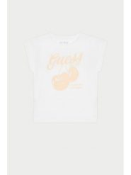 Guess T-Shirt J5GI00 K6YW4 Biały Regular Fit. Białe koszulki dziewczęce Guess, z aplikacjami, z bawełny, bez ramiączek. Za 49.99 zł.