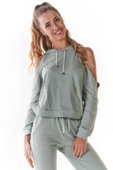 Krótka Bluza z Rozcięciami na Ramionach - Miętowa. Zielone bluzy bez kaptura damskie Infinite You, l, z bawełny. Za 167.90 zł.