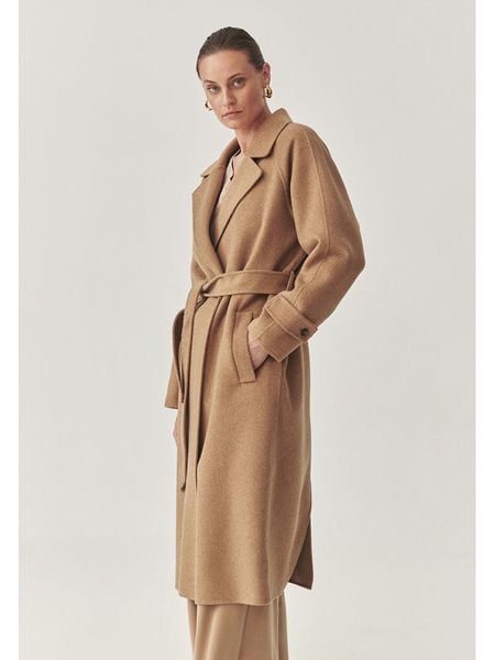 TATUUM Wełniany płaszcz w kolorze jasnobrązowym rozmiar: 40. Brązowe płaszcze damskie Tatuum, bez wzorów, z wełny. Za 654.23 zł.