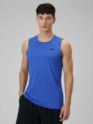 4F Koszulka treningowa regular szybkoschnąca męska - niebieska M. Niebieskie t-shirty sportowe męskie 4f, m, bez ramiączek, do biegania. Za 69.99 zł.