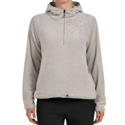 Bluza damska 8406 z półzameczkiem Diamond Fleece beżowa. Brązowe bluzy z kapturem damskie s, z materiału. Za 265.30 zł.