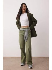 Trendyol Dżinsy - Wide Leg - w kolorze khaki rozmiar: 32. Brązowe jeansy damskie Trendyol, z podwyższonym stanem. Za 129.95 zł.