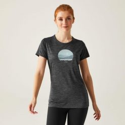 Fingal VIII damska koszulka. Szare bluzki sportowe damskie Regatta, z tkaniny, bez kołnierzyka, bez ramiączek. W wyprzedaży za 77.35 zł.