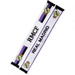 Real Madryt szalik kibica dwustronny Double Knitted Scarf wielokolorowy. Białe szaliki i kominy damskie Real Madrid, bez wzorów, z materiału. Za 117.96 zł.