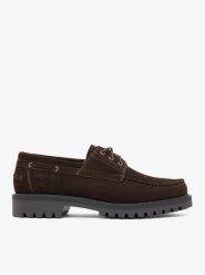 Ciemnobrązowe półbuty boat shoes. Brązowe półbuty męskie Ryłko, z jeansu, bez zapięcia. Za 549.99 zł.