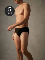 Majtki slipy 5 pack - czarny. Czarne slipki męskie Sinsay, bez wzorów. Za 29.99 zł.