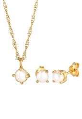 Elli Damski zestaw biżuterii Perły Wisior Kolczyki z perłami hodowli słodkowodnej pozłacane srebro 925 Sterling Silver Zestawy 1 ct. Szare kolczyki damskie Elli, z perłą, pozłacane. Za 328.99 zł.