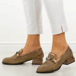 Brązowe półbuty damskie, mokasyny Jezzi Asa267-11. Brązowe mokasyny damskie Jezzi, z jeansu. Za 219.00 zł.