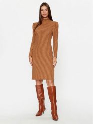 JDY Sukienka dzianinowa 15297404 Brązowy Regular Fit. Brązowe sukienki damskie JDY, xs, bez wzorów, z dzianiny, bez kołnierzyka, bez ramiączek. Za 189.99 zł.
