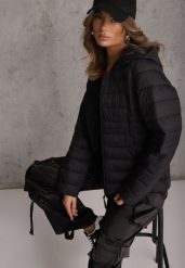 Czarna Pikowana Kurtka Przejściowa z Kapturem Pretirra. Czarne kurtki damskie Renee, l, bez wzorów, z jeansu, z kapturem. Za 84.99 zł.