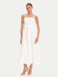 Rinascimento Sukienka koktajlowa CFC0124473003 Biały Regular Fit. Białe sukienki damskie RINASCIMENTO, xl, bez wzorów, z bawełny, wizytowe, bez kołnierzyka, bez ramiączek. Za 529.99 zł.