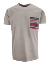 T-shirt Męski, Beżowy z Kieszonką, Krótki Rękaw, U-neck, 100% BAWEŁNA, Męski -KINGS. Brązowe t-shirty męskie Kings, m, bez wzorów, z bawełny, bez kołnierzyka. Za 64.00 zł.