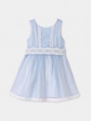 Abel & Lula Sukienka elegancka 5029 Błękitny Regular Fit. Niebieskie sukienki dziewczęce Abel & Lula, bez wzorów, z syntetyku, eleganckie, bez ramiączek. Za 259.99 zł.