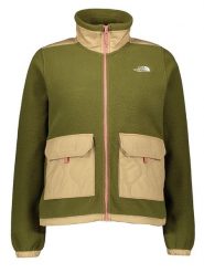 The North Face Kurtka polarowa w kolorze oliwkowo-kremowym rozmiar: XS. Brązowe kurtki damskie The North Face, xs, bez wzorów, z polaru, bez kaptura. Za 208.83 zł.