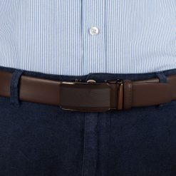 Pasek męski skórzany 3,5 cm klamra automatyczna Beltimore brązowy 02-542 : Kolory - brązowy, beżowy, Rozmiar pasków - r.115-130 cm. Brązowe paski męskie bez wzorów, ze skóry, wizytowe. Za 64.99 zł.
