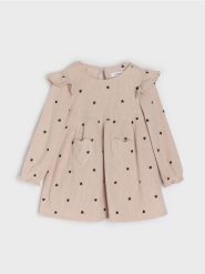 Prążkowana sukienka babydoll - beżowy. Brązowe sukienki dziewczęce Sinsay, bez wzorów, prążkowane, bez ramiączek. Za 25.99 zł.