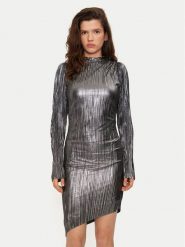 Bruuns Bazaar Sukienka koktajlowa BBW3707 Srebrny Regular Fit. Szare sukienki damskie Bruuns Bazaar, bez wzorów, z syntetyku, wizytowe, bez kołnierzyka, bez ramiączek. Za 459.99 zł.