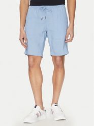 Tommy Hilfiger Szorty materiałowe Harlem MW0MW37804 Niebieski Regular Fit. Niebieskie szorty męskie Tommy Hilfiger, ze lnu, bez kołnierzyka. Za 279.99 zł.