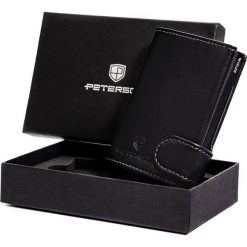 Portfel skórzany Peterson czarny RFID PTN 122611901 BLACK. Czarne portfele męskie Peterson, bez wzorów, ze skóry. Za 203.98 zł.