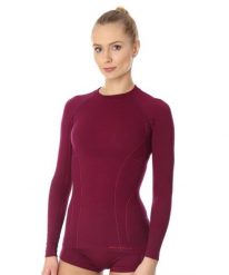 Koszulka wełniana z długim rękawem damska Brubeck ACTIVE WOOL. Fioletowe t-shirty damskie Brubeck, xl, bez wzorów, z materiału, bez kołnierzyka. Za 243.99 zł.