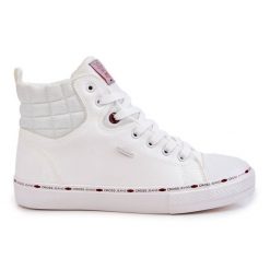 Trampki Męskie Wysokie Ocieplone Cross Jeans KK1R4056C Białe. Białe trampki i tenisówki męskie z aplikacjami, z jeansu, bez zapięcia. Za 282.24 zł.
