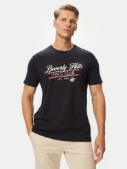 Beverly Hills Polo Club T-Shirt P-SS26M-TS1302 Granatowy Regular Fit. Niebieskie koszulki polo męskie Beverly Hills Polo Club, m, bez wzorów, z bawełny, bez ramiączek. Za 149.99 zł.