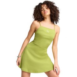 Sukienka Puma Wardrobe Ess Ribbed Flared Short Dress P, Kobiety. Zielone sukienki damskie Puma, s, bez wzorów, z bawełny, bez kołnierzyka, bez ramiączek. Za 390.00 zł.