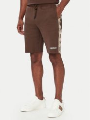 Guess Szorty sportowe Z4RD04 KB3P2 Brązowy ciemny Regular Fit. Brązowe szorty męskie Guess, z aplikacjami, z syntetyku, sportowe. Za 294.99 zł.