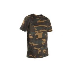 Koszulka myśliwska z krótkim rękawem 100 camo WL. Brązowe t-shirty sportowe męskie SOLOGNAC, xl, z bawełny, bez ramiączek. Za 29.99 zł.