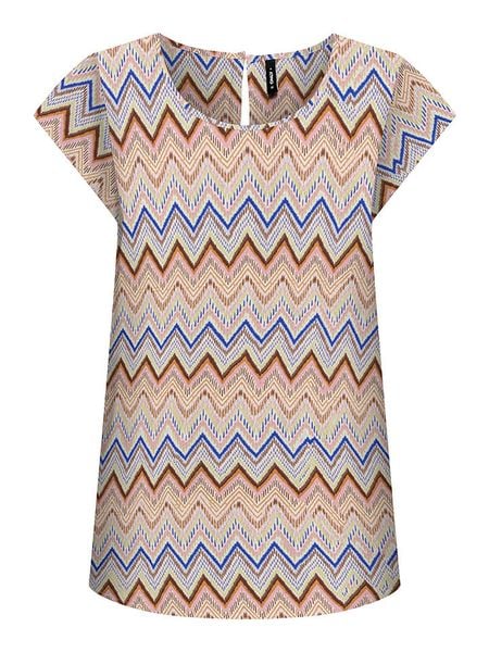 ONLY Bluzka w kolorze karmelowo-niebieskim rozmiar: 36. Brązowe bluzki damskie Only, s, bez wzorów, z wiskozy, klasyczne, bez kołnierzyka, bez ramiączek. Za 56.53 zł.